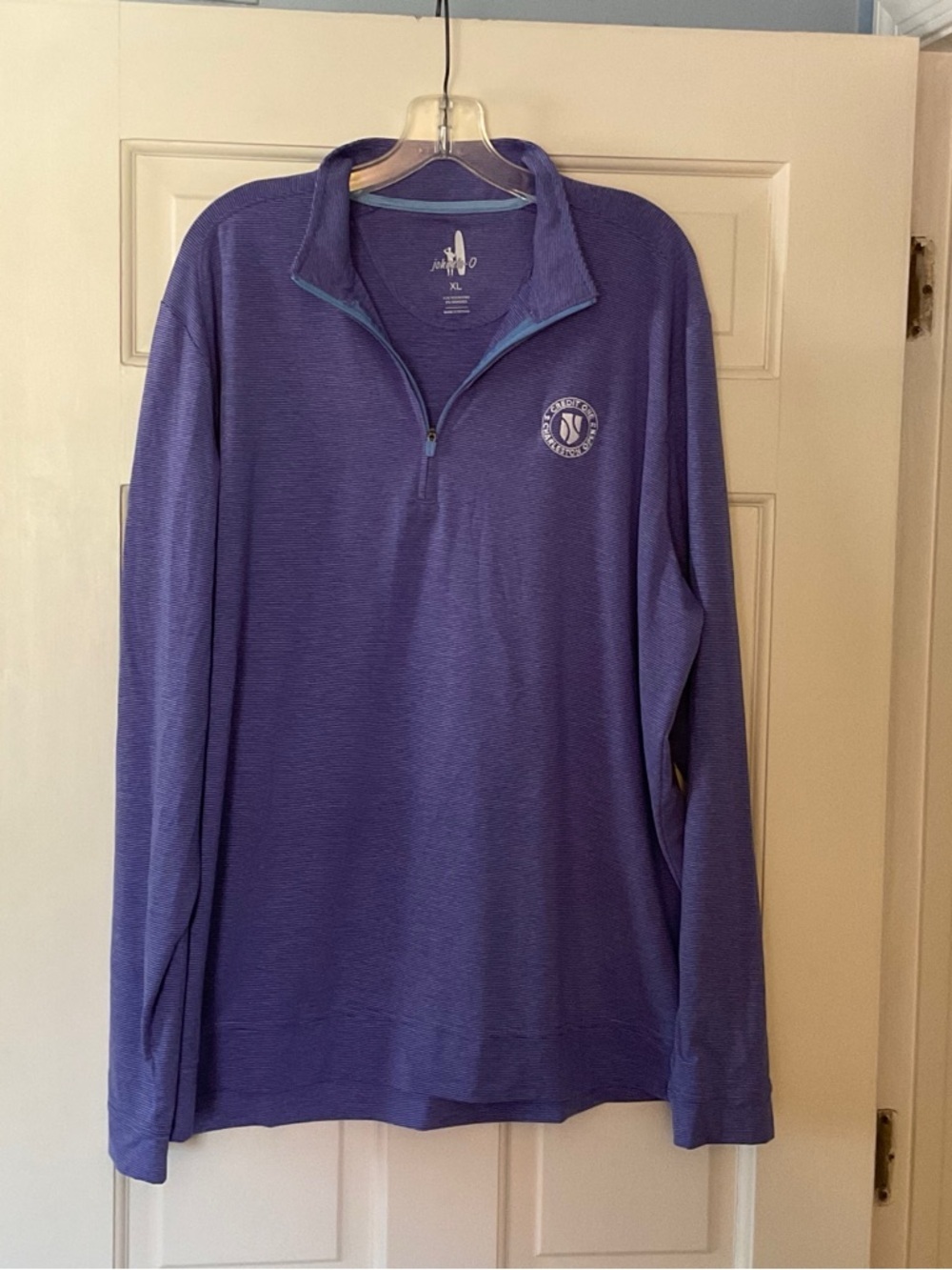 Johnnie-o Vaughn Performance Quarter 1/4 Zip Top Blue Stripe Size XL Golf Prep